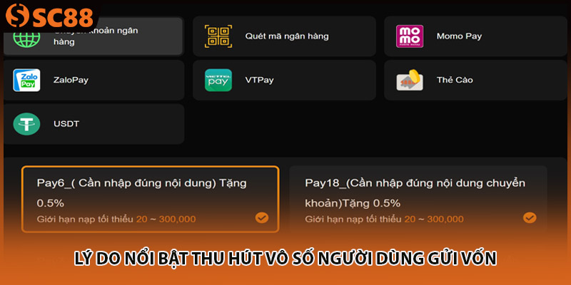 Lý do nổi bật thu hút vô số người dùng gửi vốn